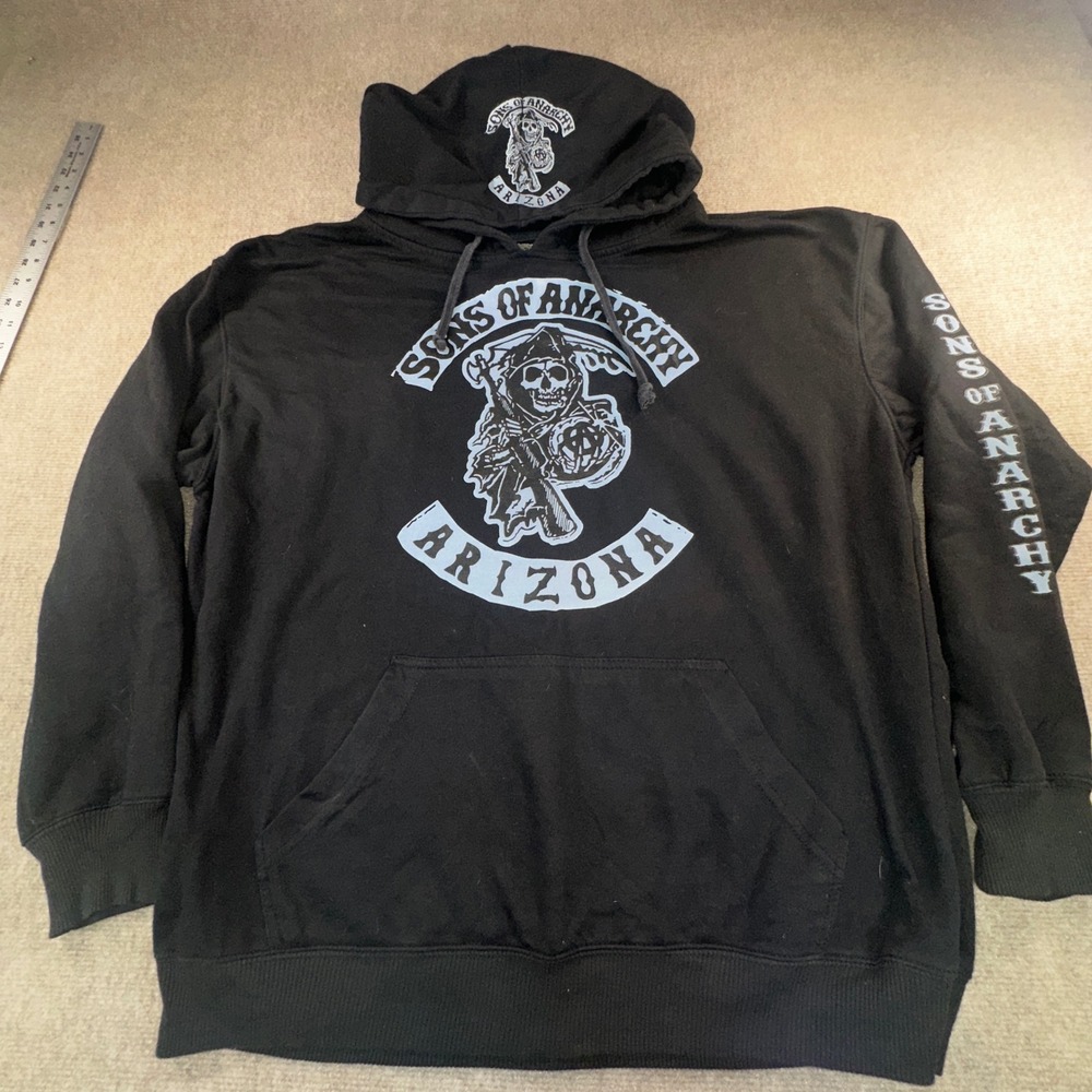 Jon Lauren Sons of Anarchy Arizona Hoodie Black Graphic Biker Sweatshirt XL